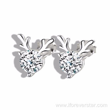 Silver Stud Reindeer Earrings Stud Earrings For Girls